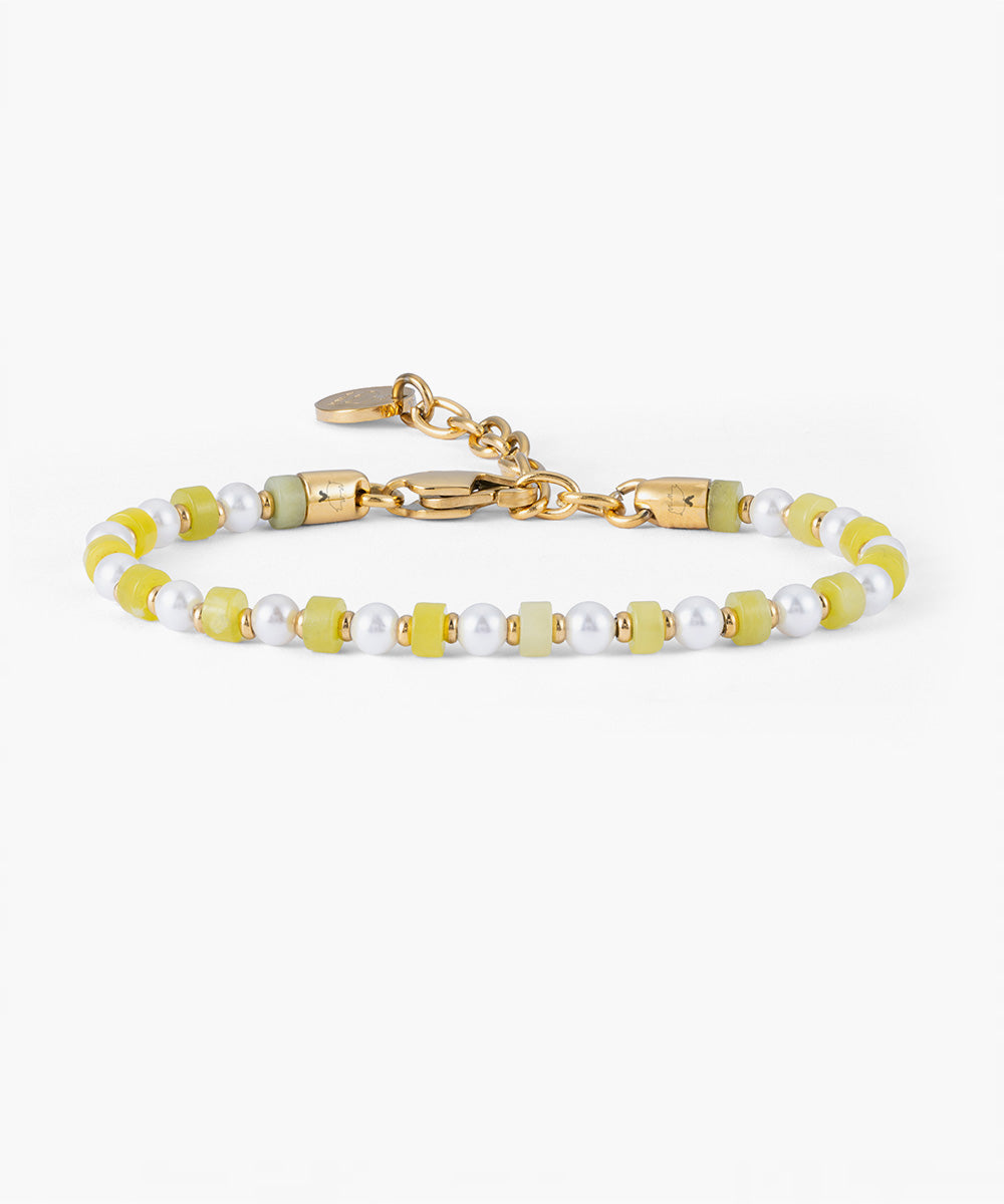 Brontide 4 mm Yellow Jade - Pearl | Gold