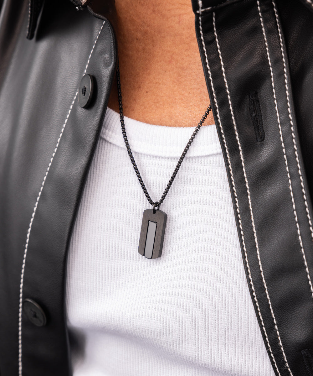 Dogtag necklace Black Agate | Black