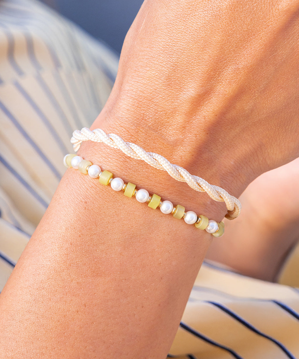 Brontide 4 mm Yellow Jade - Pearl | Gold