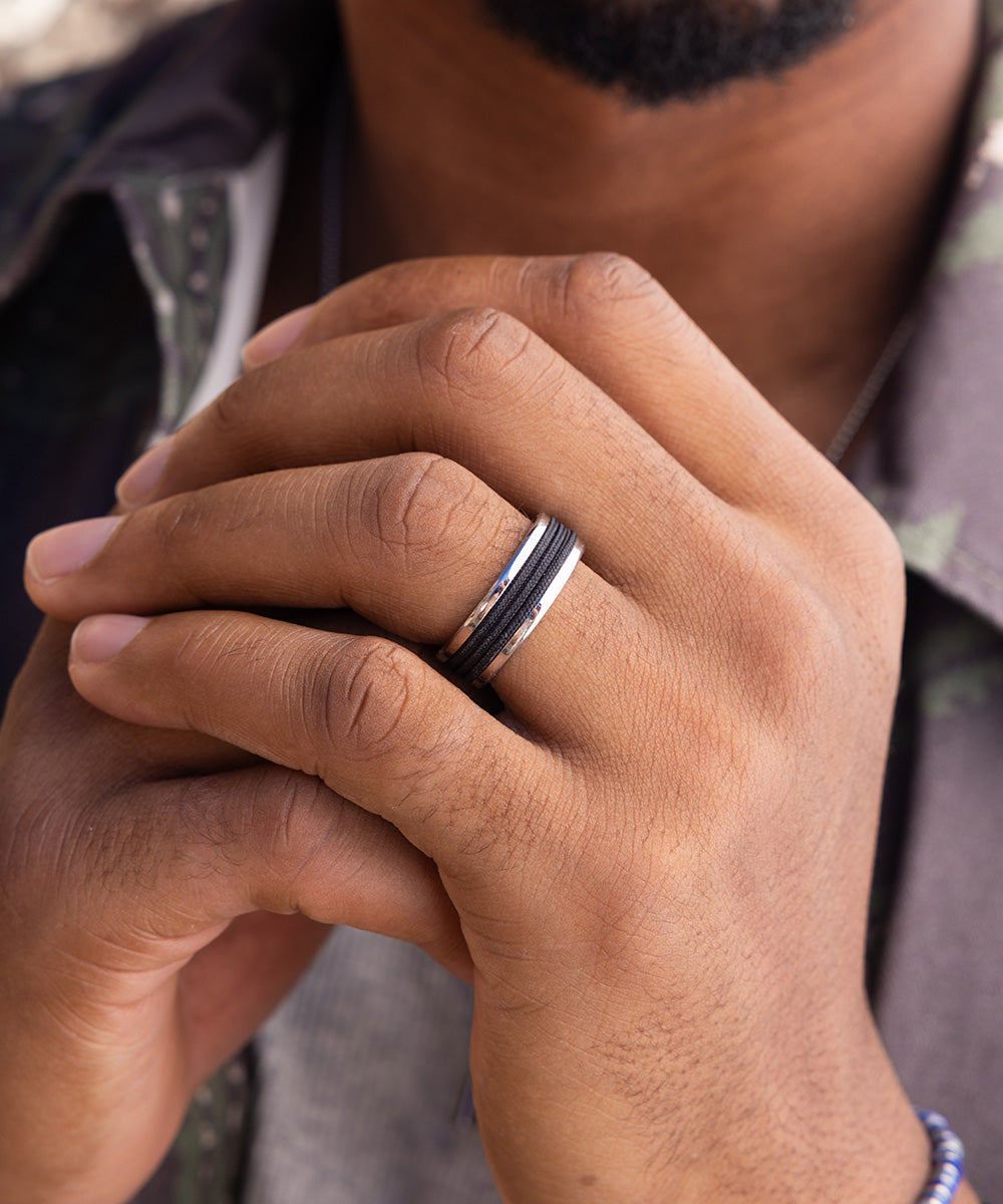 Navarch 8mm Wrap Ring Navy | Silver