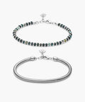 925 Sterling Silver Brontide Moss Agate & Snake Chain Set