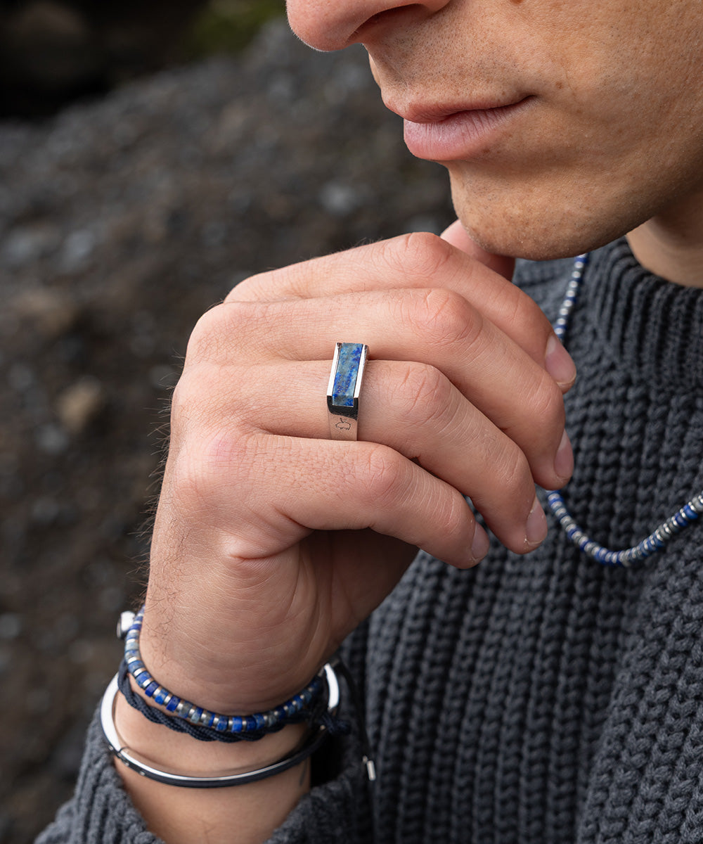 Signet Ring 7mm Lapis Lazuli | Silver